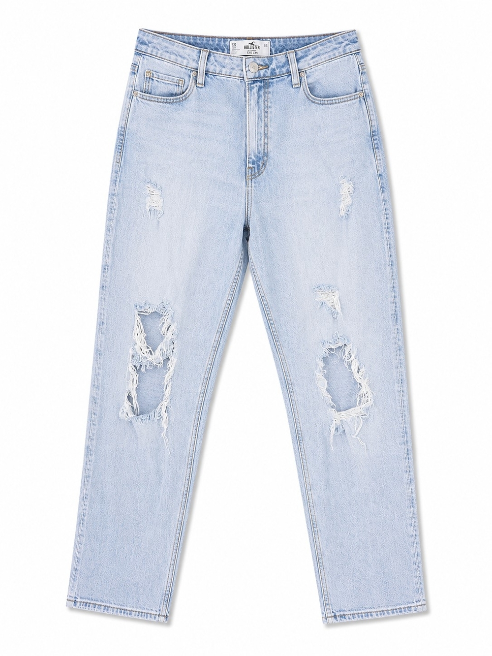 Hollister Light Blue Distressed High-Rise Wide-Leg Jeans - Picture 4 of 4